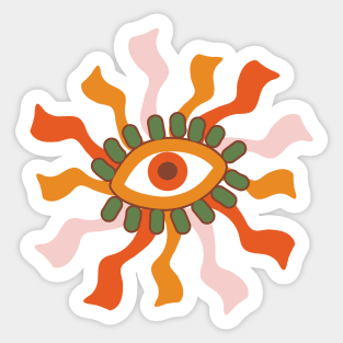 Retro One Eye Sunburst Sticker